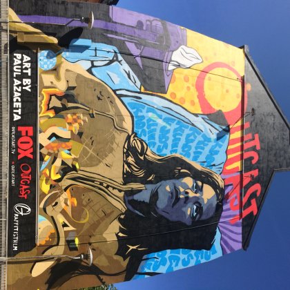 Outcast launch mural in Stockholm
